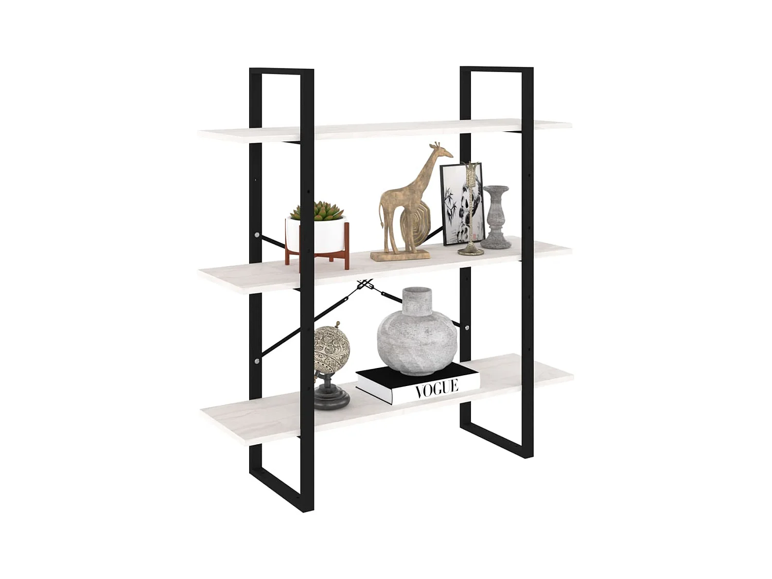 Bibliothèque | Etagère de rangement | Meuble de rangement à 3 niveaux Blanc 100x30x105 cm Bois de pin massif