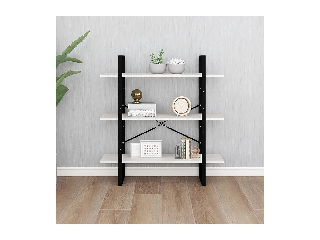 Bibliothèque | Etagère de rangement | Meuble de rangement à 3 niveaux Blanc 100x30x105 cm Bois de pin massif