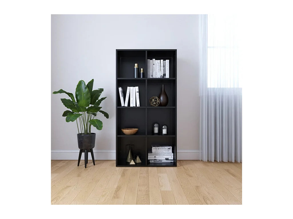 Libreria | Scaffale | Mobile di stoccaggio Credenza Nera 66x30x130 cm in Legno Multistrato