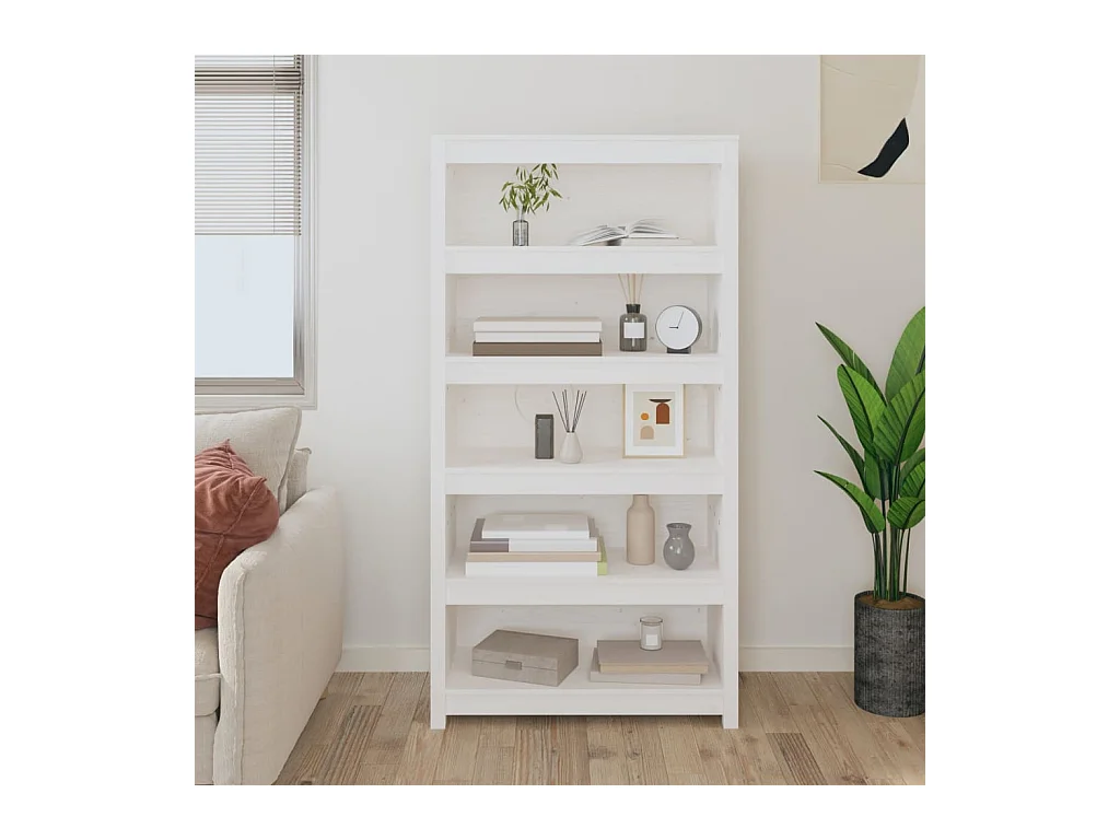 Bibliothèque | Etagère de rangement | Meuble de rangement Blanc 80x35x154 cm Bois de pin massif