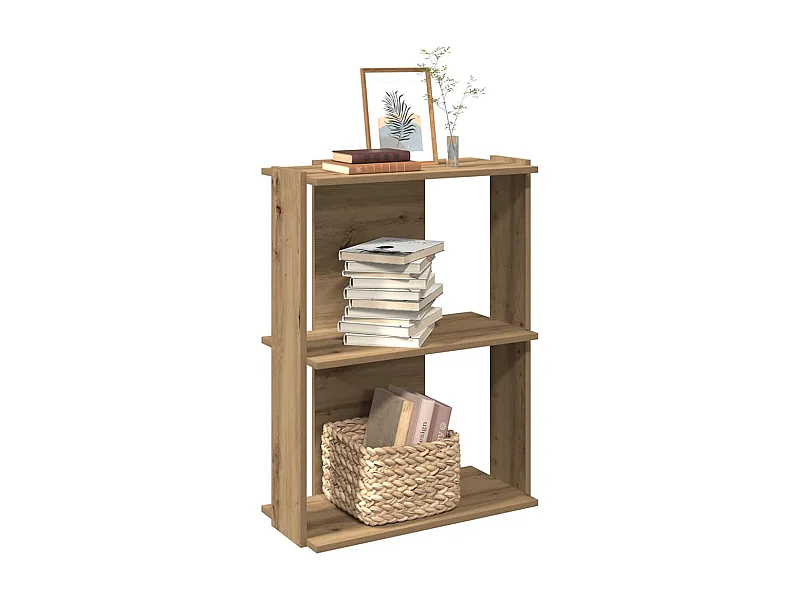 Bibliothèque | Etagère de rangement | Meuble de rangement à 3 niveaux chêne artisanal 60x30x80 cm