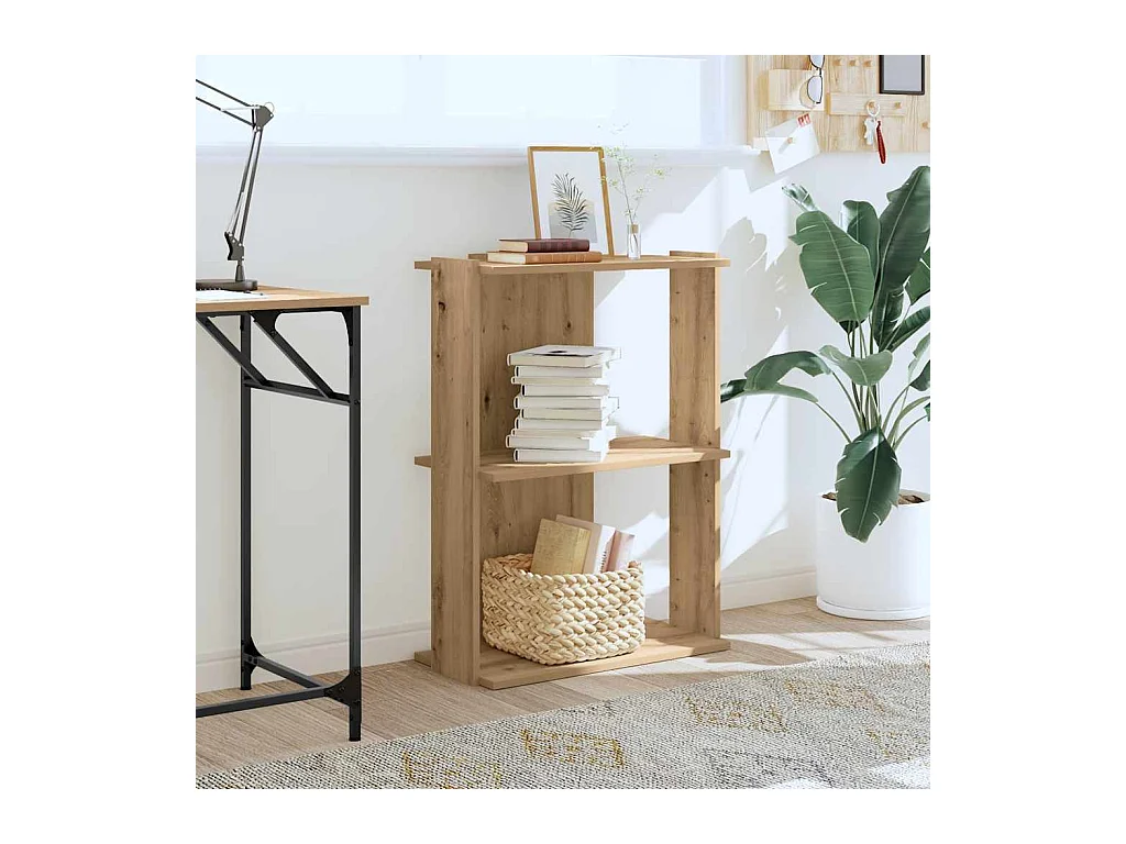 Bibliothèque | Etagère de rangement | Meuble de rangement à 3 niveaux chêne artisanal 60x30x80 cm