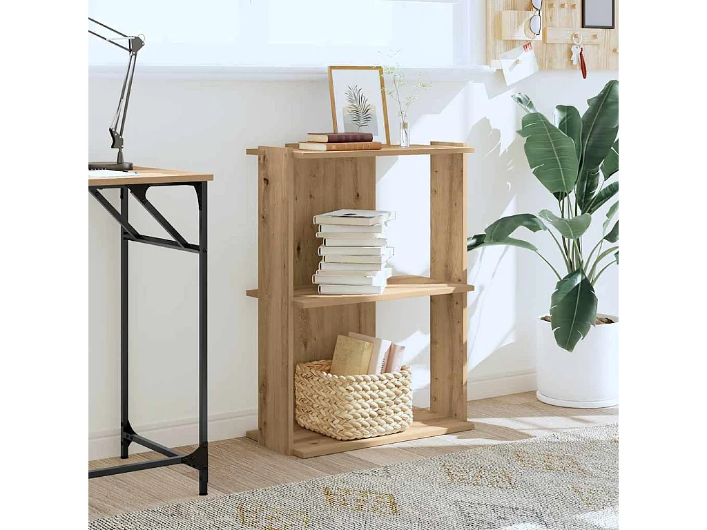 Libreria | Scaffale | Mobile di stoccaggio a 3 Ripiani Rovere 60x30x80 cm Legno Multistrato