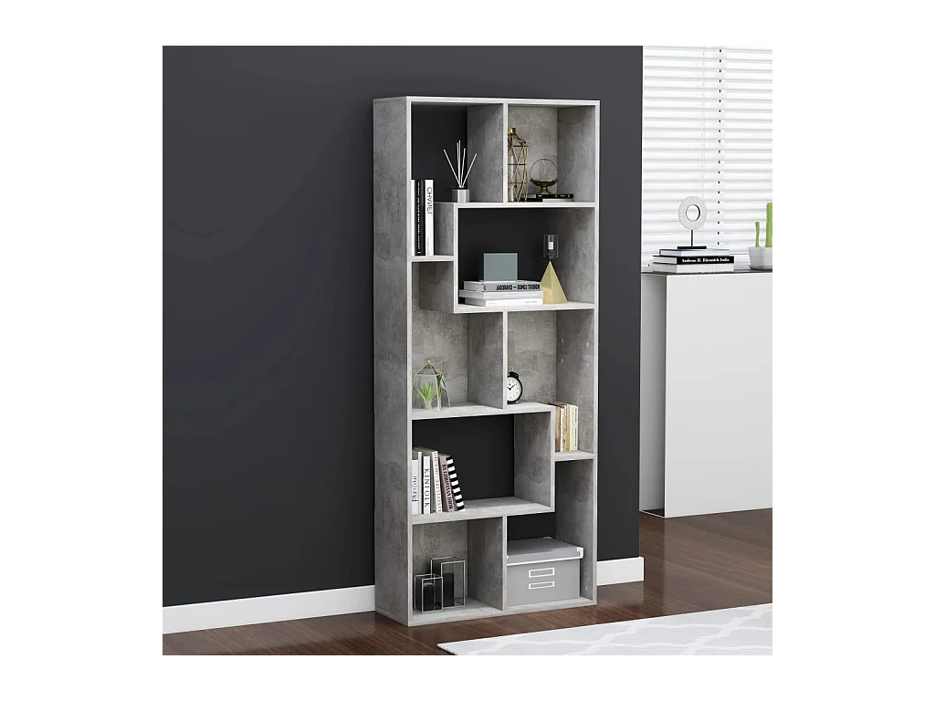 Bibliothèque | Etagère de rangement | Meuble de rangement Gris béton 67x24x161 cm Bois d'ingénierie