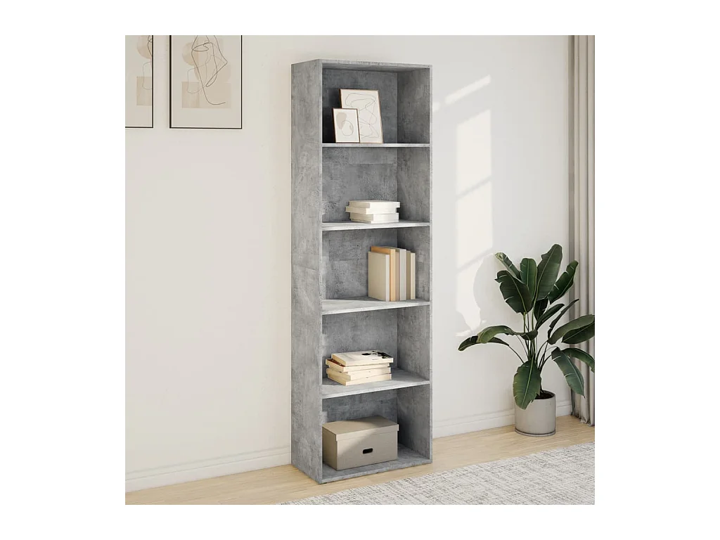 Bibliothèque | Etagère de rangement | Meuble de rangement gris béton 60x30x189 cm bois d'ingénierie