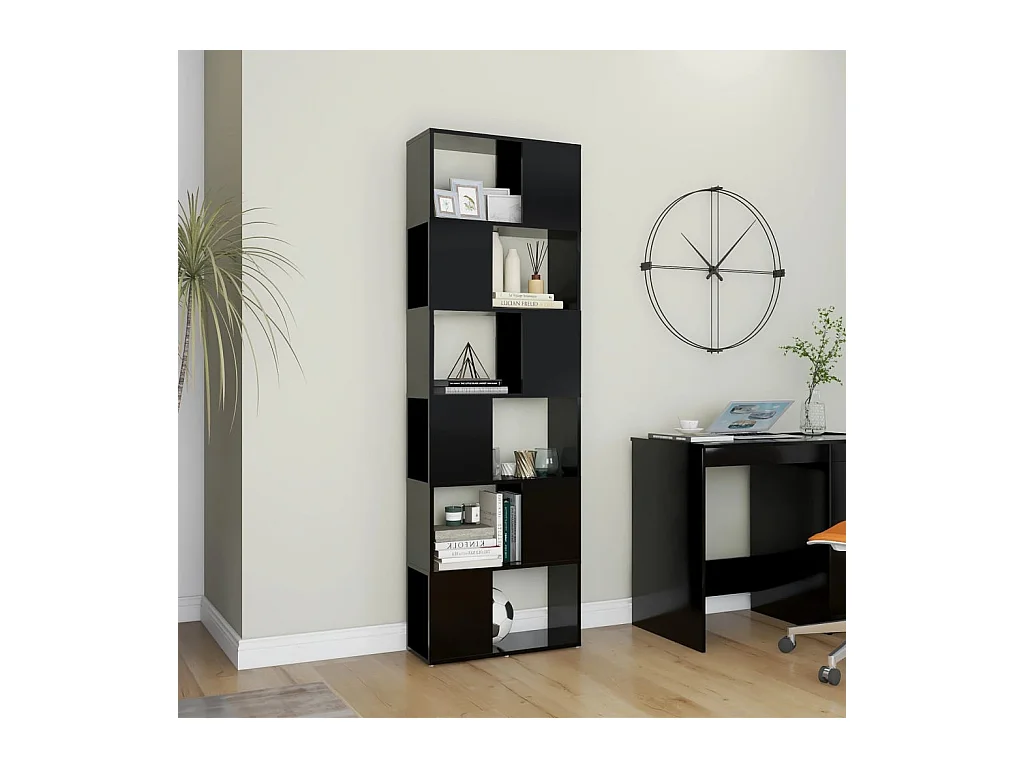 Libreria | Scaffale | Mobile di stoccaggio Divisorio Nero 60x24x186 cm in Truciolato