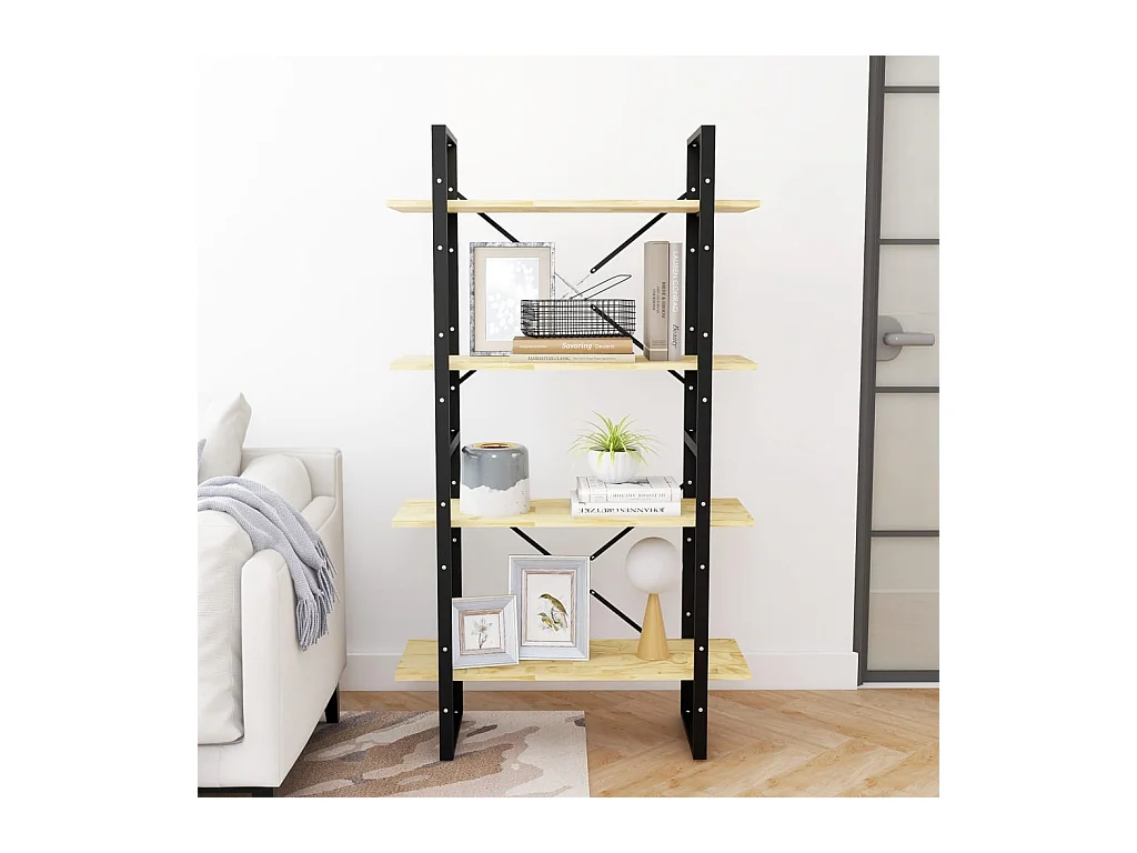 Bibliothèque | Etagère de rangement | Meuble de rangement à 4 niveaux 80x30x140 cm bois de pin massif