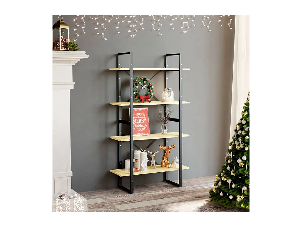 Libreria | Scaffale | Mobile di stoccaggio a 4 Ripiani 80x30x140 cm in Legno Massello di Pino