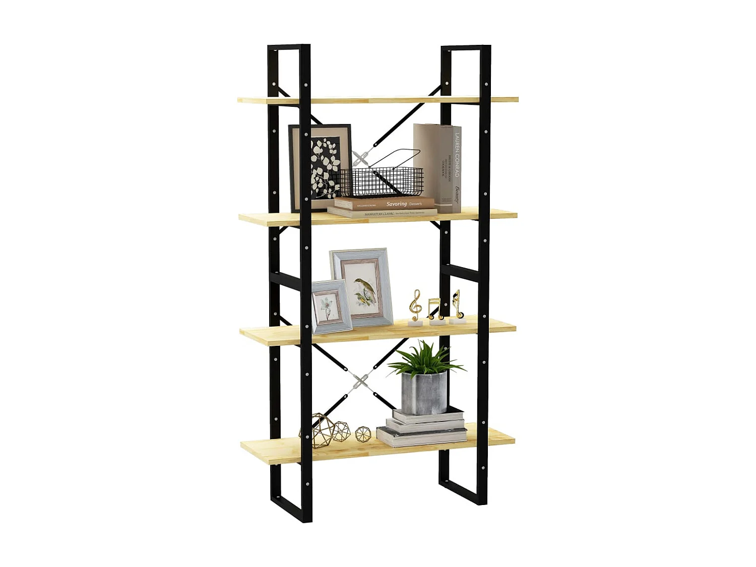 Libreria | Scaffale | Mobile di stoccaggio a 4 Ripiani 80x30x140 cm in Legno Massello di Pino