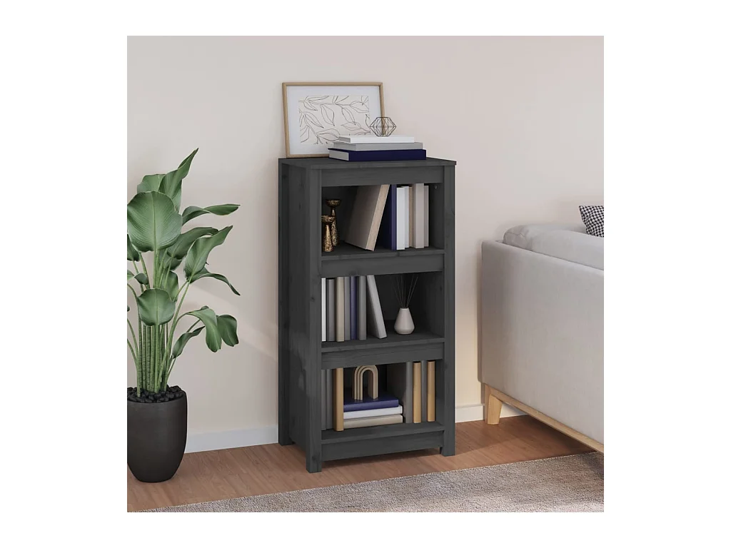 Bibliothèque | Etagère de rangement | Meuble de rangement Gris 50x35x97 cm Bois de pin massif