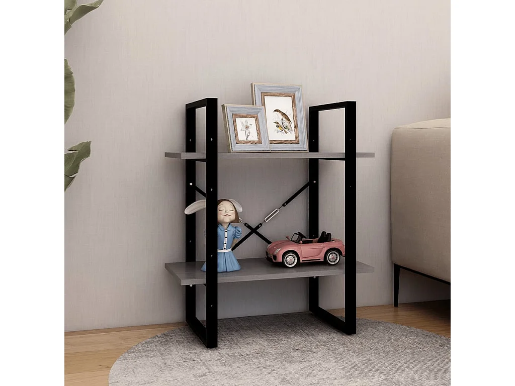 Bibliothèque | Etagère de rangement | Meuble de rangement à 2 niveaux Gris 60x30x70 cm Bois de pin massif
