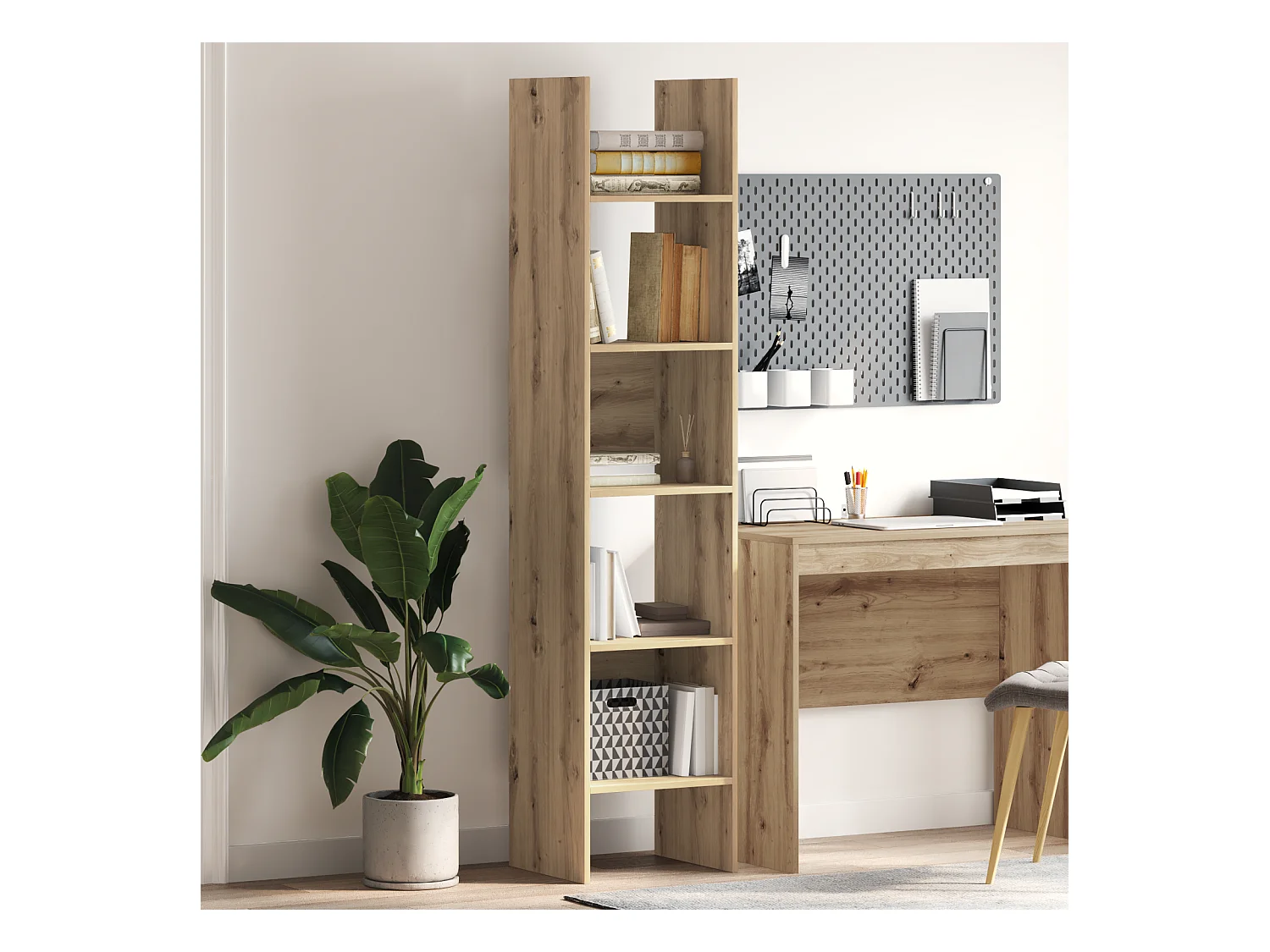 Bibliothèque | Etagère de rangement | Meuble de rangement chêne artisanal 40 x 35 x 180 cm Bois d'ingénierie