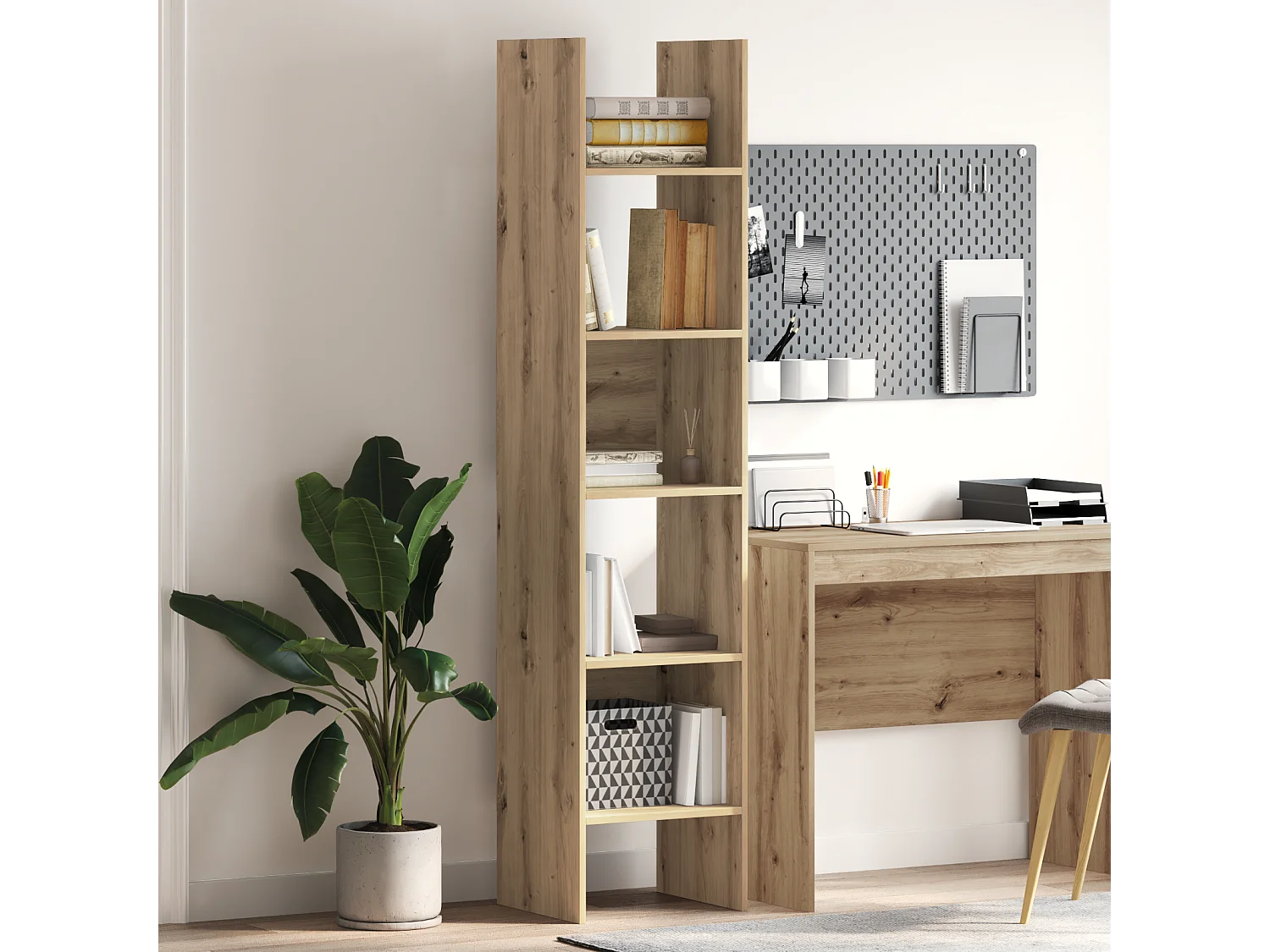 Bibliothèque | Etagère de rangement | Meuble de rangement chêne artisanal 40 x 35 x 180 cm Bois d'ingénierie