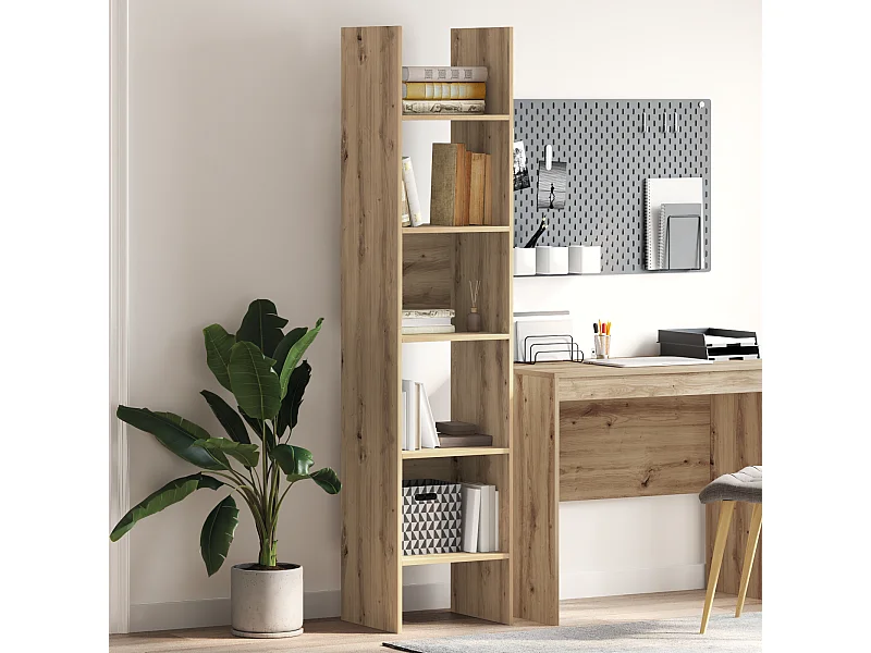 Armadio per Libri | Scaffale | Mobile di stoccaggio rovere artigianale 40 x 35 x 180 cm