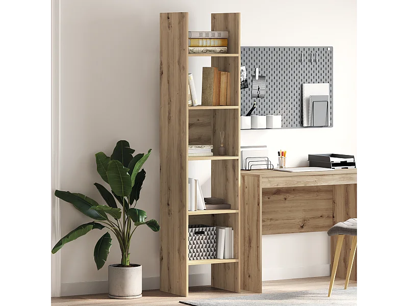 Bibliothèque | Etagère de rangement | Meuble de rangement chêne artisanal 40 x 35 x 180 cm Bois d'ingénierie