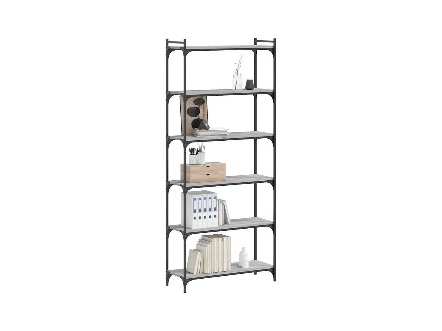 Bibliothèque | Etagère de rangement | Meuble de rangement 6niveaux sonoma gris 80x30x188cm bois d'ingénierie