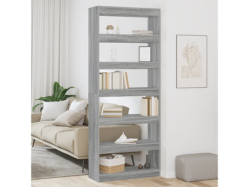Bibliothèque | Etagère de rangement | Meuble de rangement Sonoma gris 80 x 30 x 198 cm Bois d'ingénierie