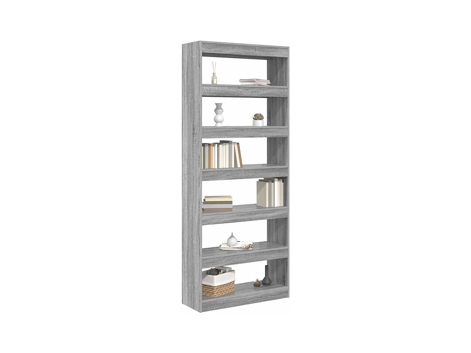 Bibliothèque | Etagère de rangement | Meuble de rangement Sonoma gris 80 x 30 x 198 cm Bois d'ingénierie