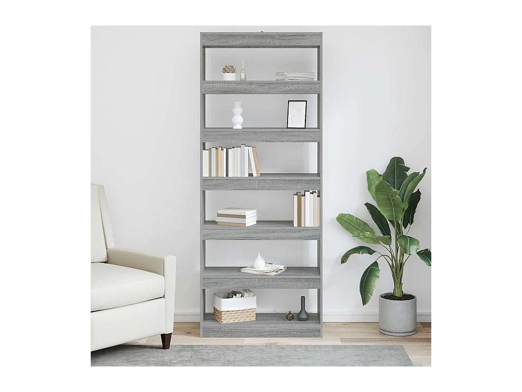 Bibliothèque | Etagère de rangement | Meuble de rangement Sonoma gris 80 x 30 x 198 cm Bois d'ingénierie