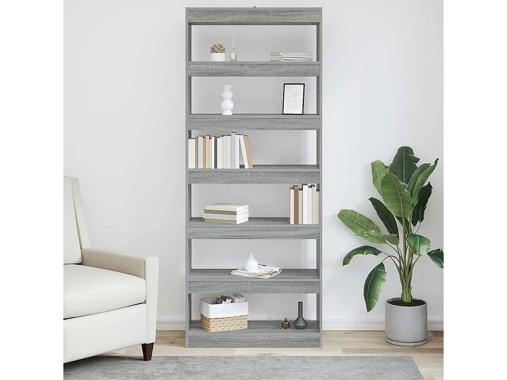 Libreria | Scaffale | Mobile di stoccaggio Grigio sonoma 80 x 30 x 198 cm Legno multistrato