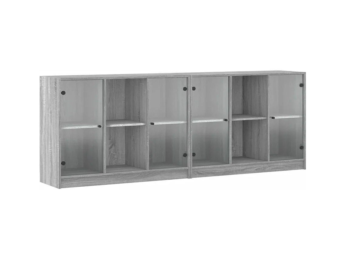 Bibliothèque | Etagère de rangement | Meuble de rangement avec portes sonoma gris 204x37x75 cm