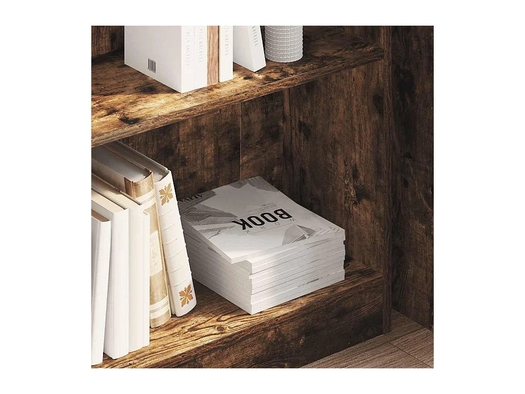 Bibliothèque | Etagère de rangement | Meuble de rangement chêne fumé 80x24x76 cm bois d'ingénierie