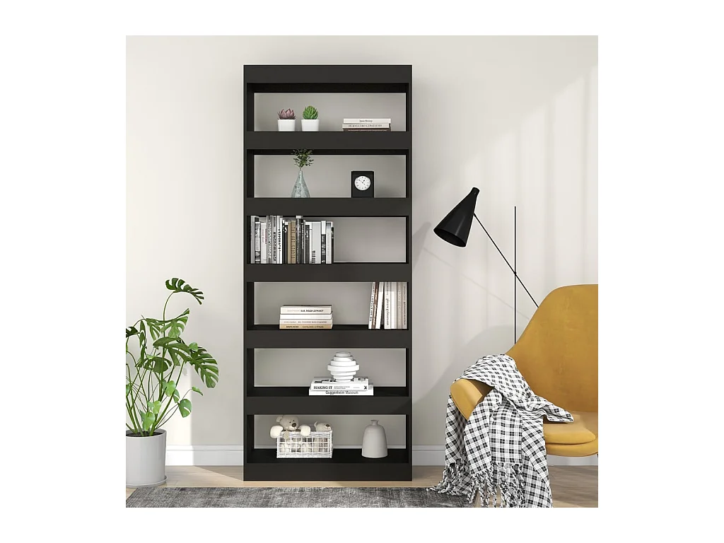 Libreria | Scaffale | Mobile di stoccaggio Divisorio Nero 80x30x198 cm in Truciolato