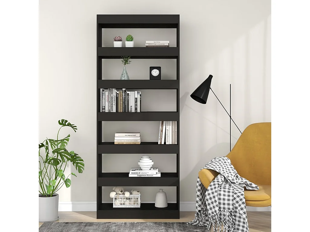Libreria | Scaffale | Mobile di stoccaggio Divisorio Nero 80x30x198 cm in Truciolato