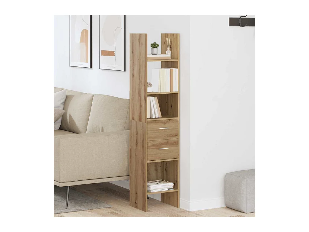 Bibliothèque | Etagère de rangement | Meuble de rangement chêne artisanal 40 x 35 x 180 cm Bois d'ingénierie