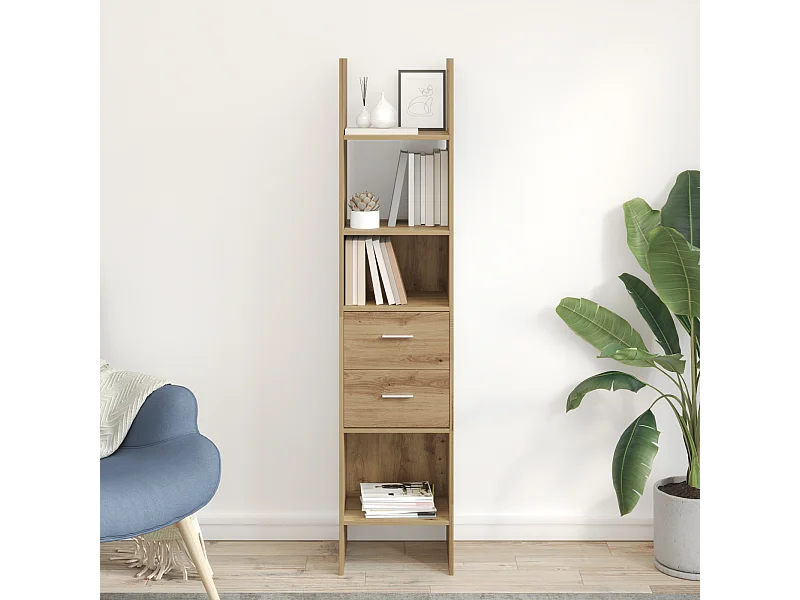 Bibliothèque | Etagère de rangement | Meuble de rangement chêne artisanal 40 x 35 x 180 cm Bois d'ingénierie