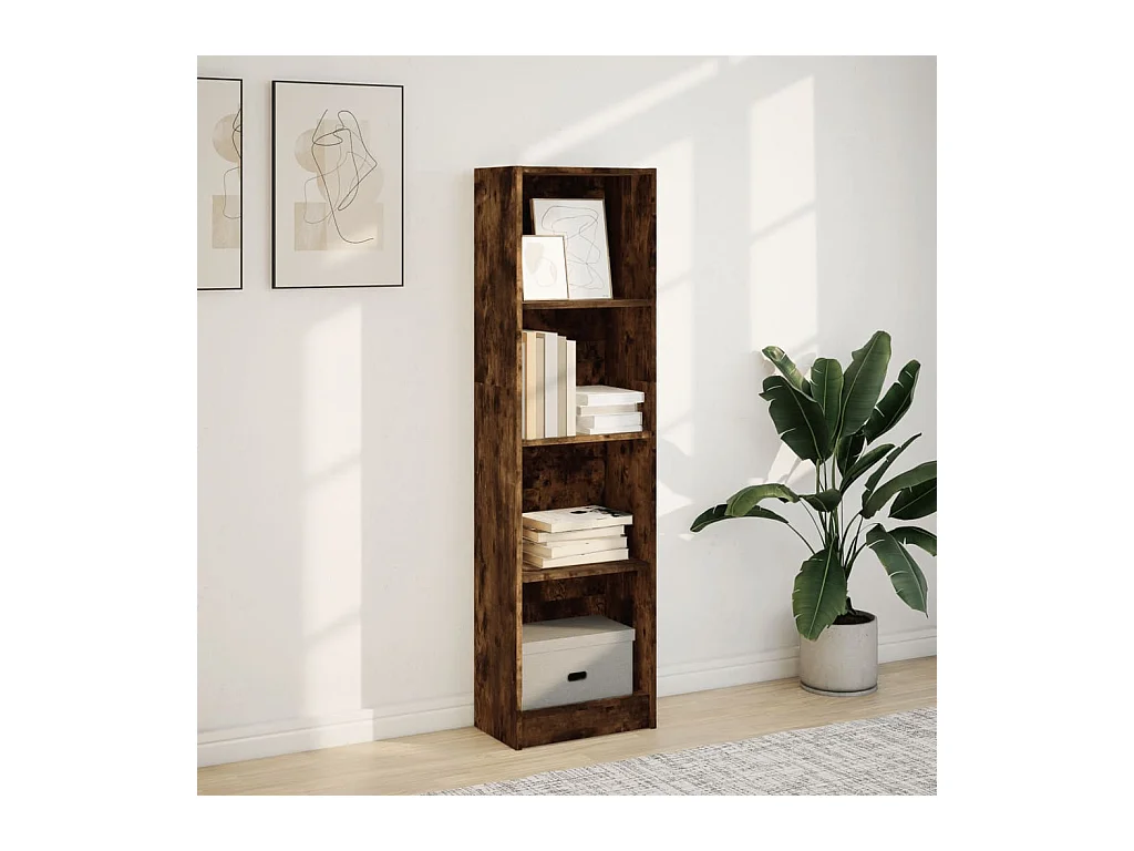 Bibliothèque | Etagère de rangement | Meuble de rangement chêne fumé 40x24x143 cm bois d'ingénierie