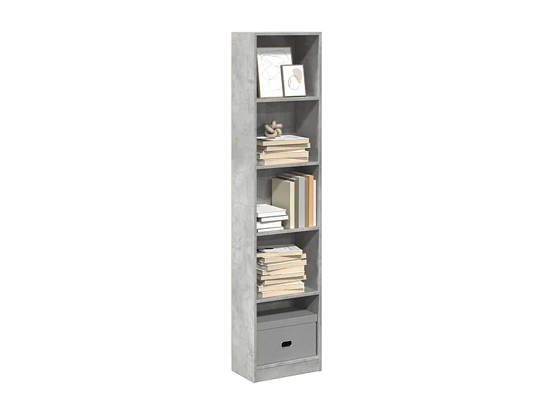 Libreria | Scaffale | Mobile di stoccaggio Grigio Cemento 40x24x176 cm in Legno Multistrato