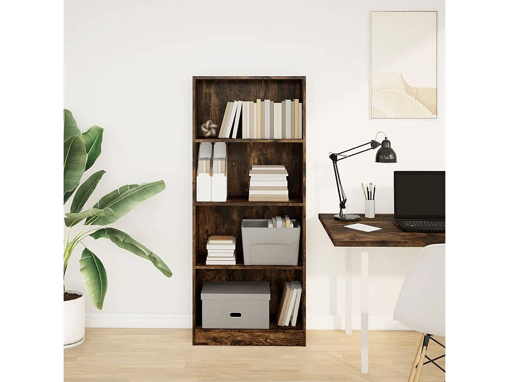 Libreria | Scaffale | Mobile di stoccaggio Rovere Fumo 60x24x143 cm in Legno Multistrato