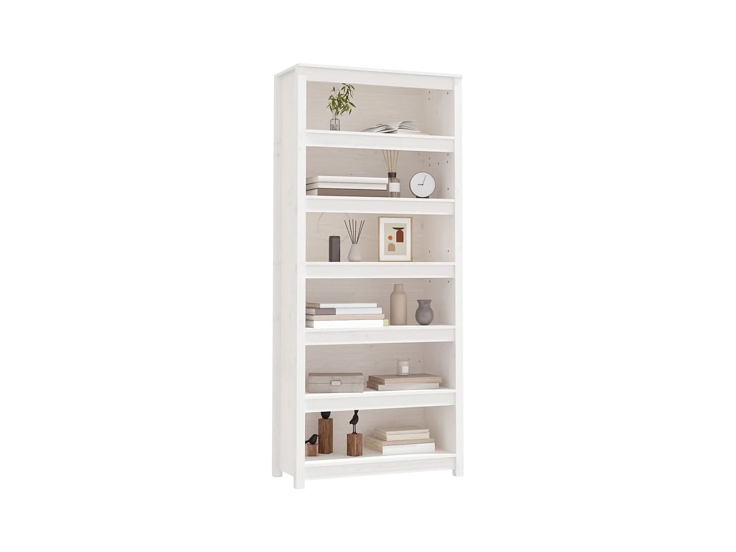 Bibliothèque | Etagère de rangement | Meuble de rangement Blanc 80x35x183 cm Bois de pin massif