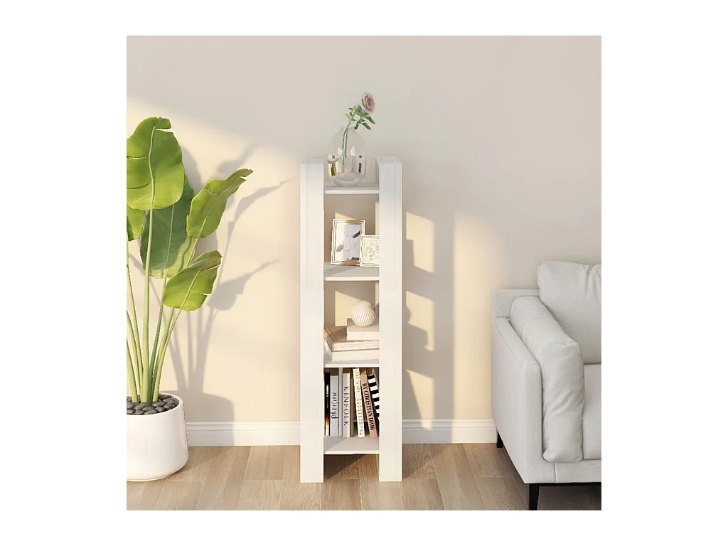 Libreria | Scaffale | Mobile di stoccaggio Divisorio Bianco 41x35x125cm in Legno Massello di Pino