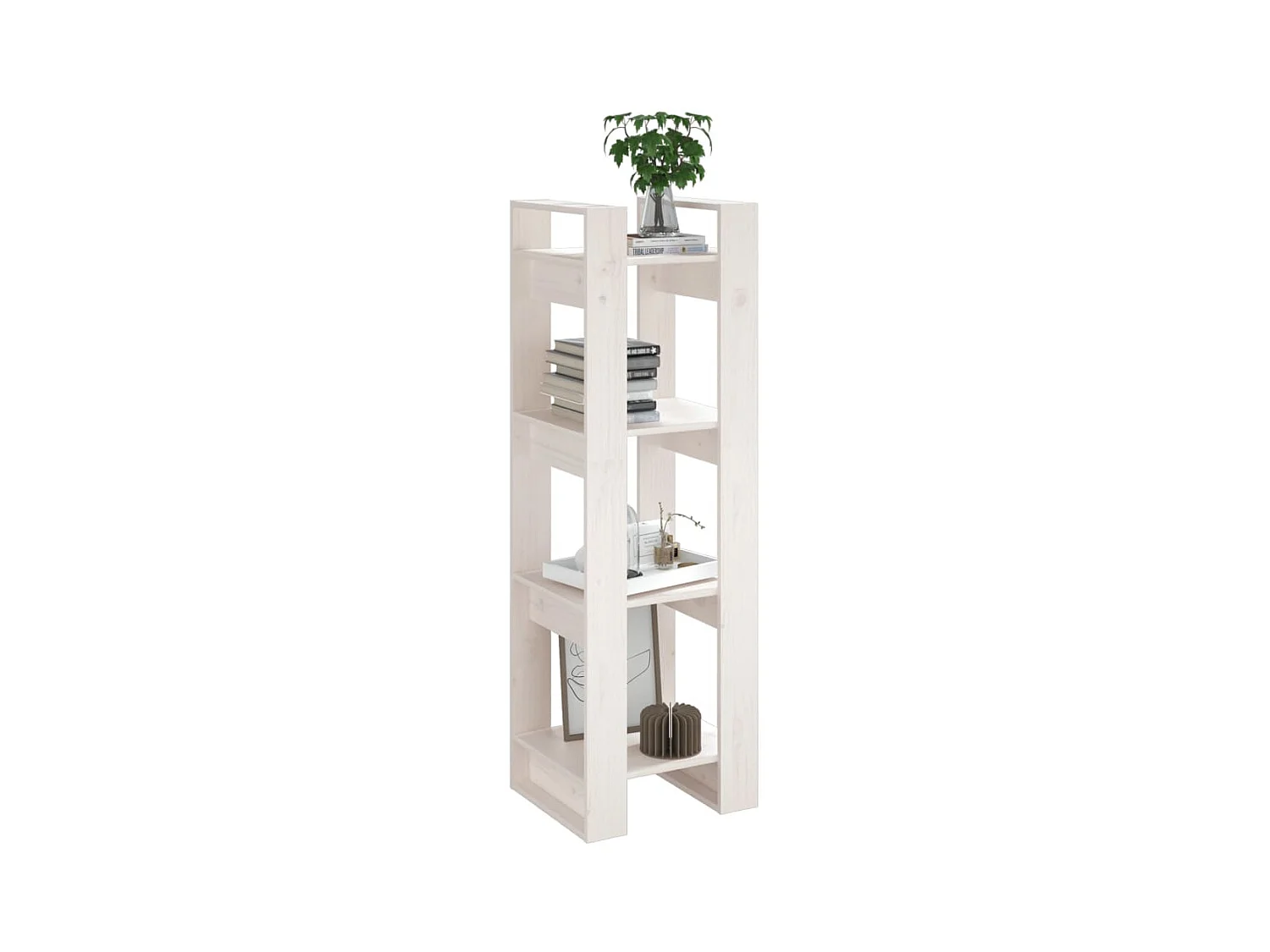 Libreria | Scaffale | Mobile di stoccaggio Divisorio Bianco 41x35x125cm in Legno Massello di Pino