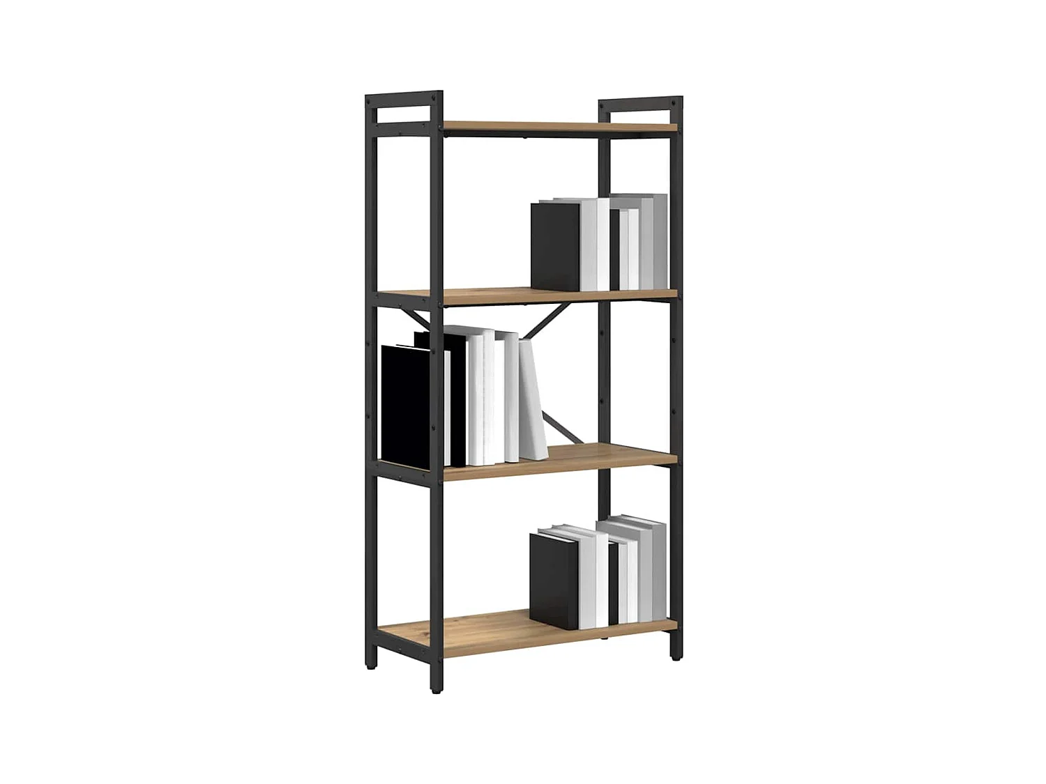 Bibliothèque | Etagère de rangement | Meuble de rangement chêne artisanal 60 x 30 x 118 cm Bois et Acier