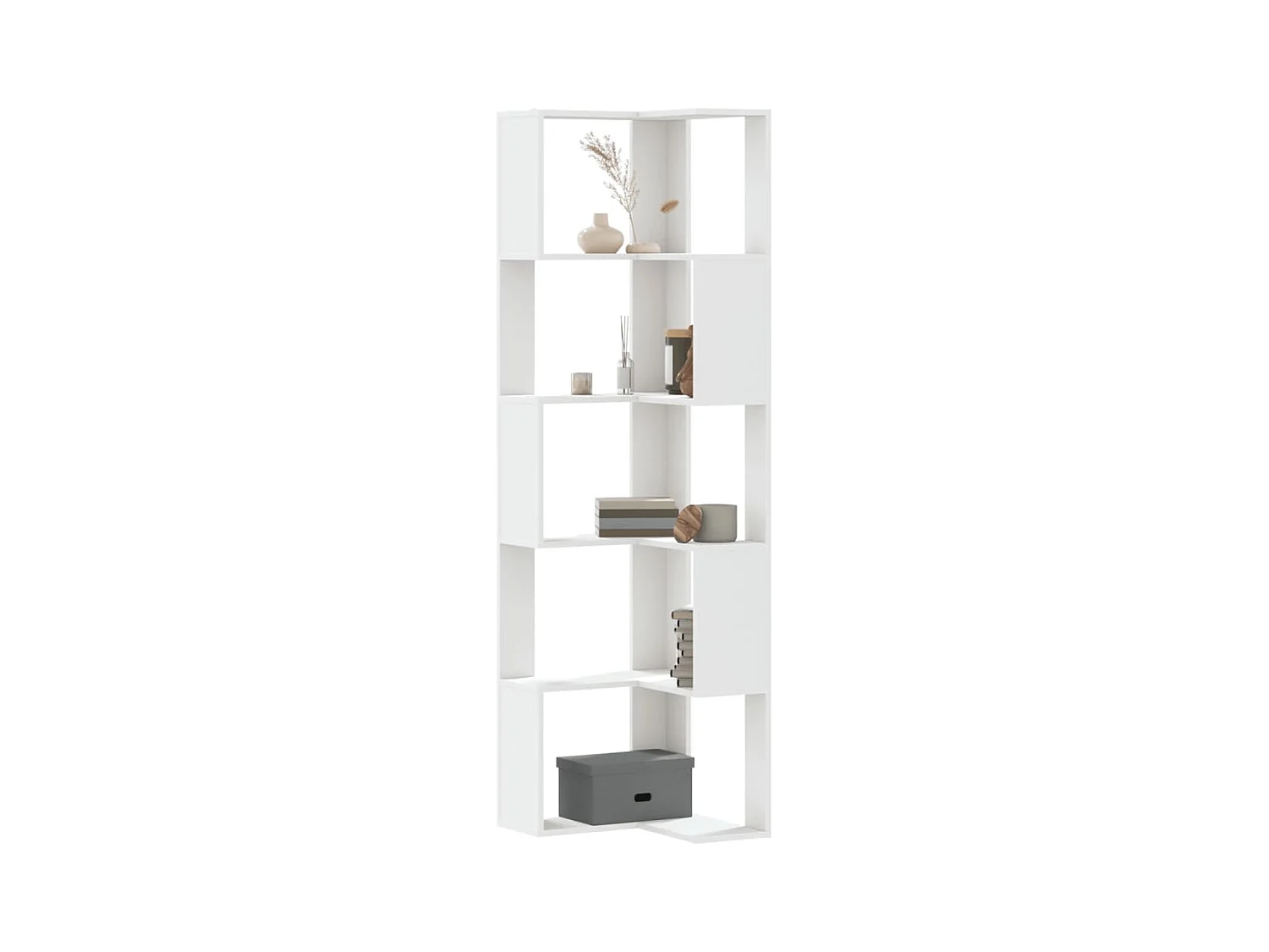 Libreria | Scaffale | Mobile di stoccaggio Angolare 5Ripiani Bianca 50x50x179cm Legno Multistrato