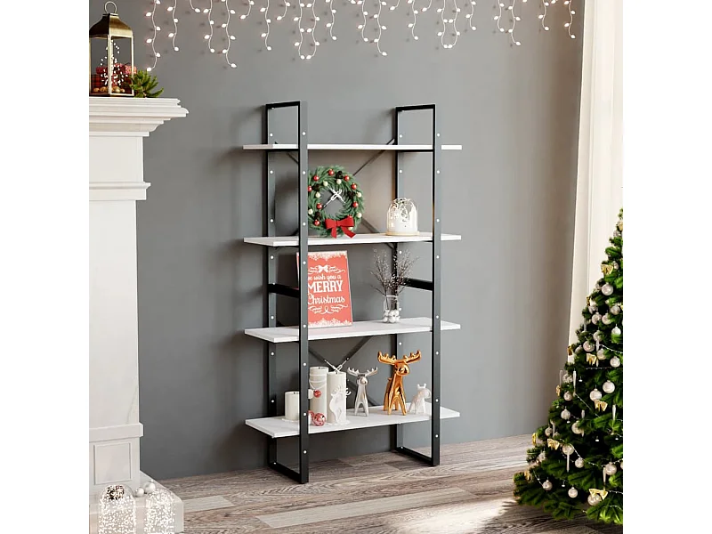 Bibliothèque | Etagère de rangement | Meuble de rangement à 4 niveaux Blanc 80x30x140 cm bois d'ingénierie