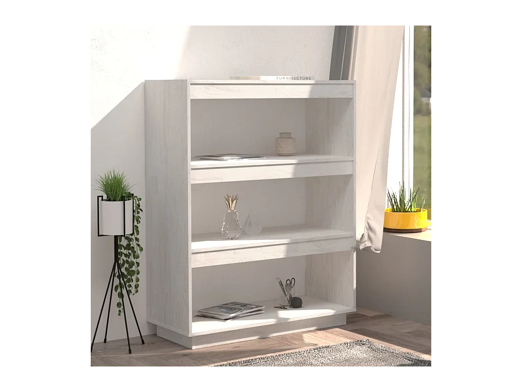 Libreria | Scaffale | Mobile di stoccaggio Divisorio Bianco 80x35x103 cm Legno Massello di Pino