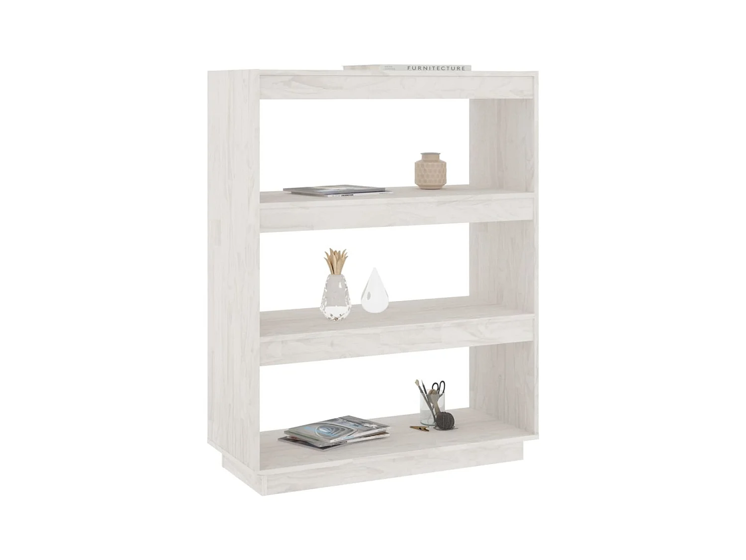 Libreria | Scaffale | Mobile di stoccaggio Divisorio Bianco 80x35x103 cm Legno Massello di Pino