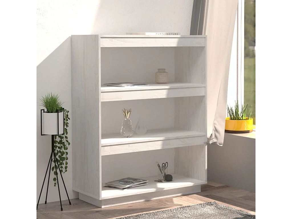 Bibliothèque | Etagère de rangement | Meuble de rangement Blanc 80x35x103 cm Bois de pin