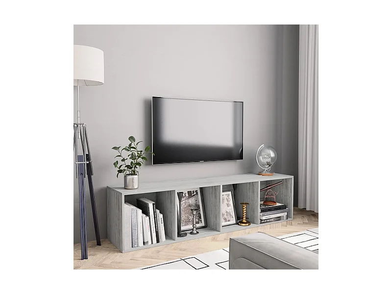 Bibliothèque Meuble TV | Etagère de rangement | Meuble de rangement Gris béton 143x30x36 cm