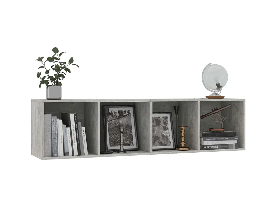 Bibliothèque Meuble TV | Etagère de rangement | Meuble de rangement Gris béton 143x30x36 cm
