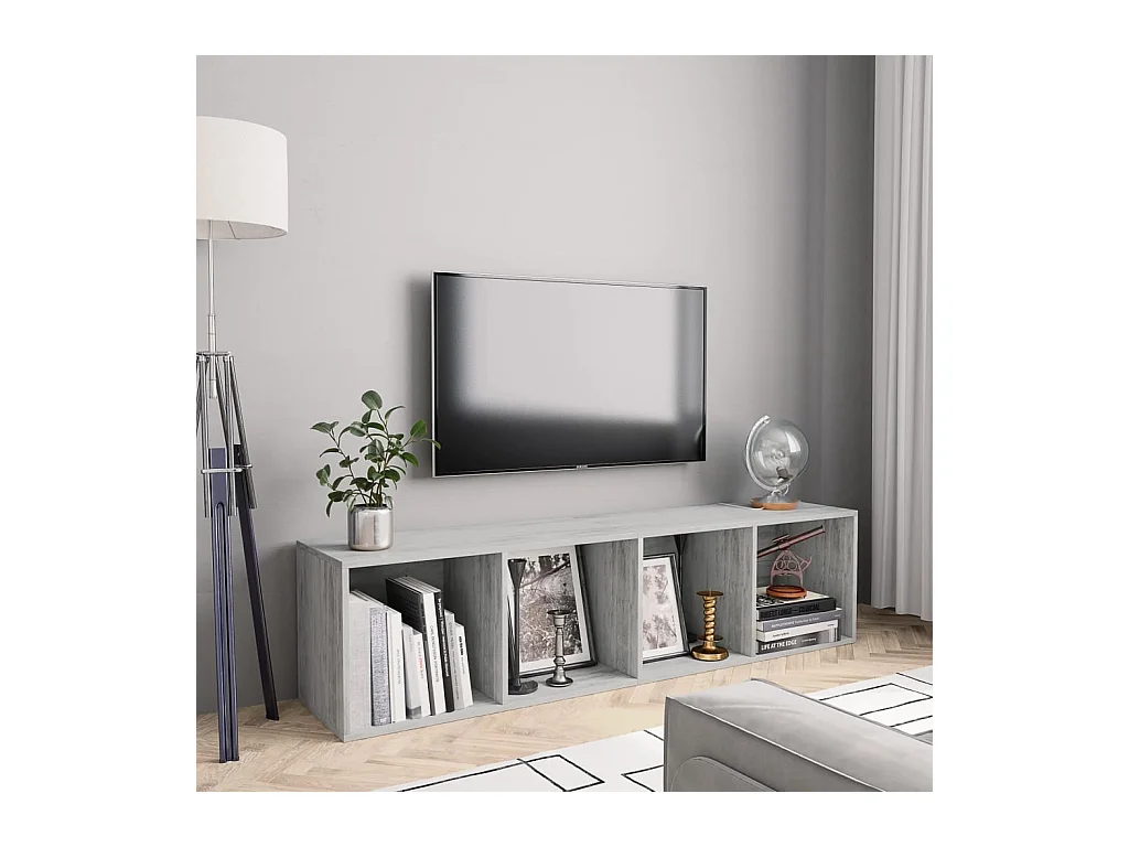Bibliothèque Meuble TV | Etagère de rangement | Meuble de rangement Gris béton 143x30x36 cm