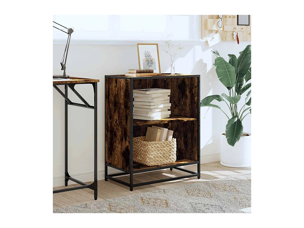 Bibliothèque | Etagère de rangement | Meuble de rangement chêne fumé 60x35x76 cm bois d'ingénierie