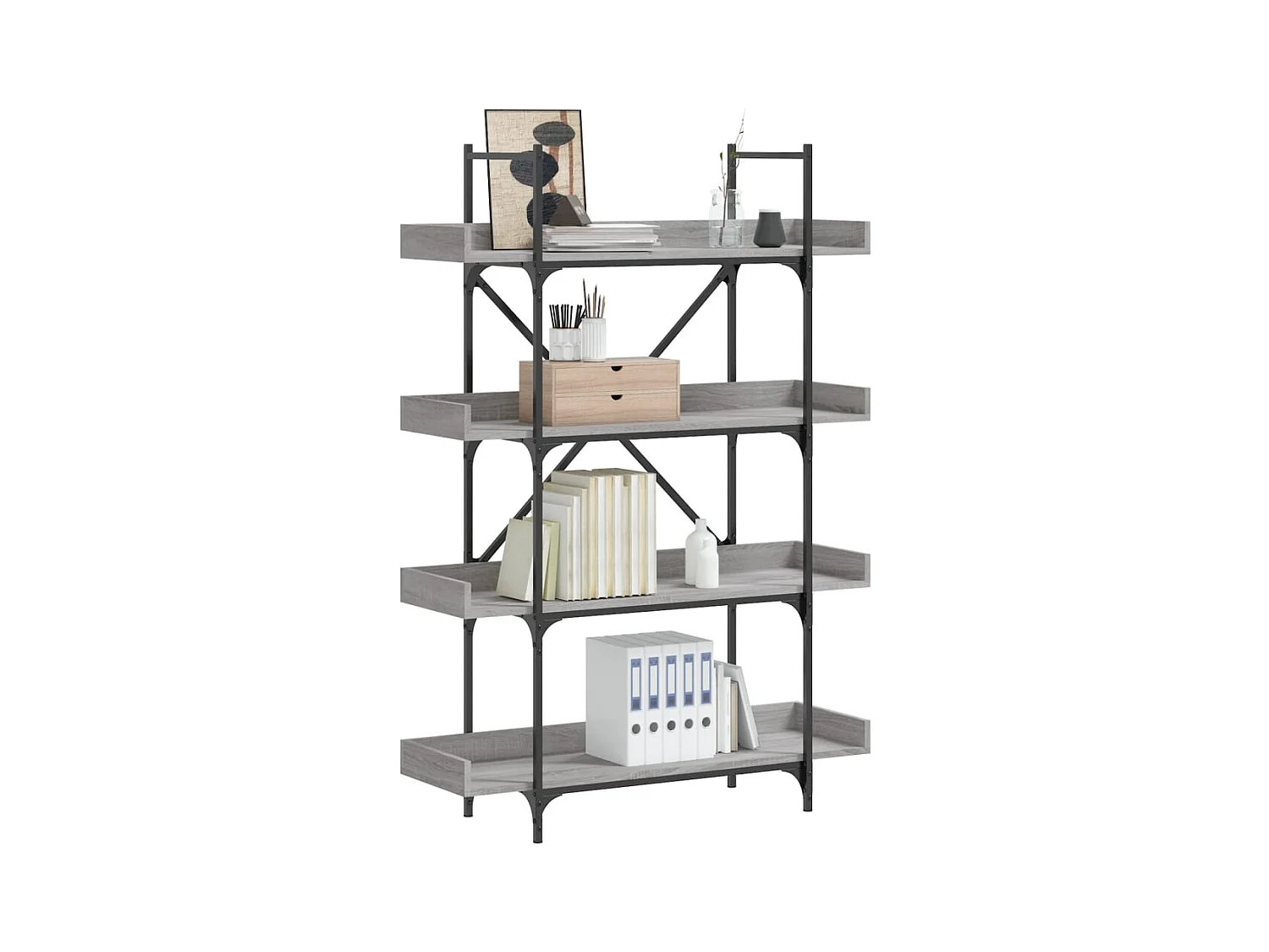 Libreria | Scaffale | Mobile di stoccaggio 4 Ripiani Grigio Sonoma 100x33x145,5 Legno Multistrato