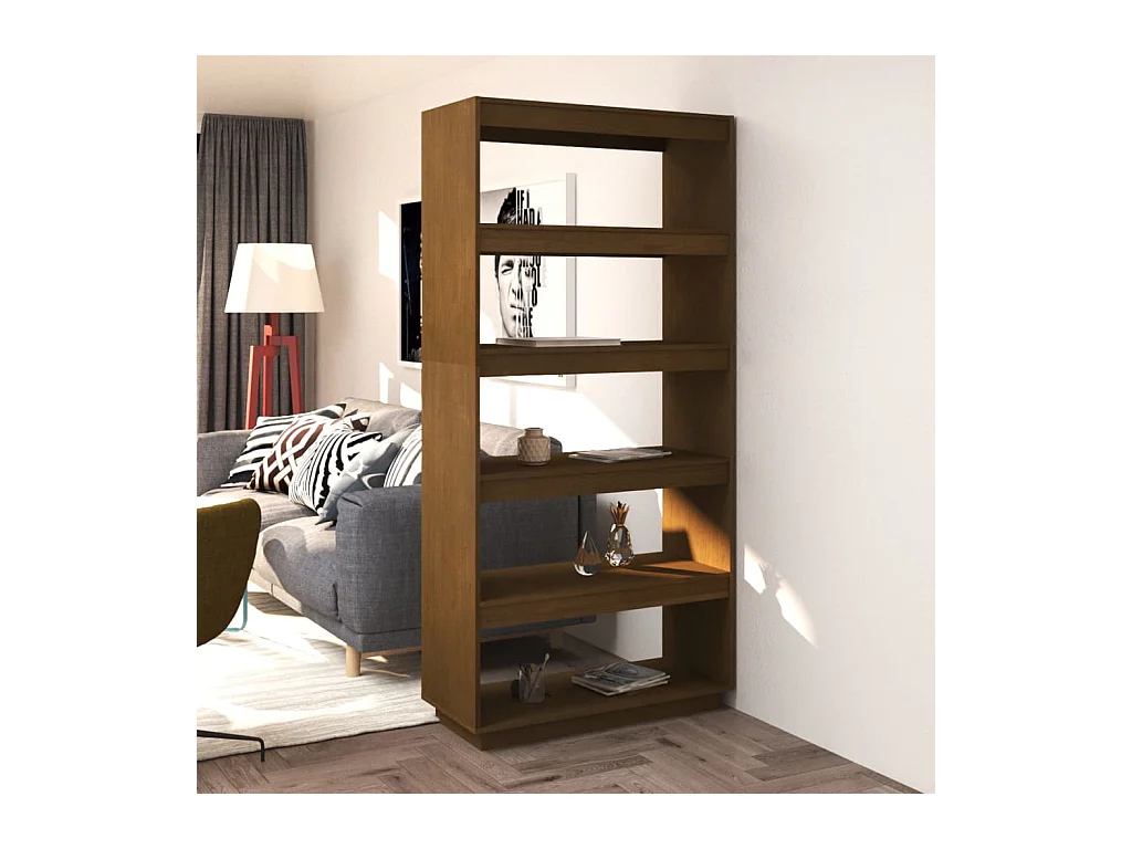 Bibliothèque | Etagère de rangement | Meuble de rangement Marron miel 80x35x167 cm Pin