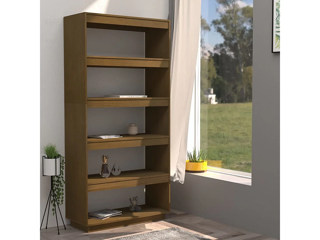 Libreria | Scaffale | Mobile di stoccaggio Divisorio Ambra 80x35x167 cm in Massello di Pino