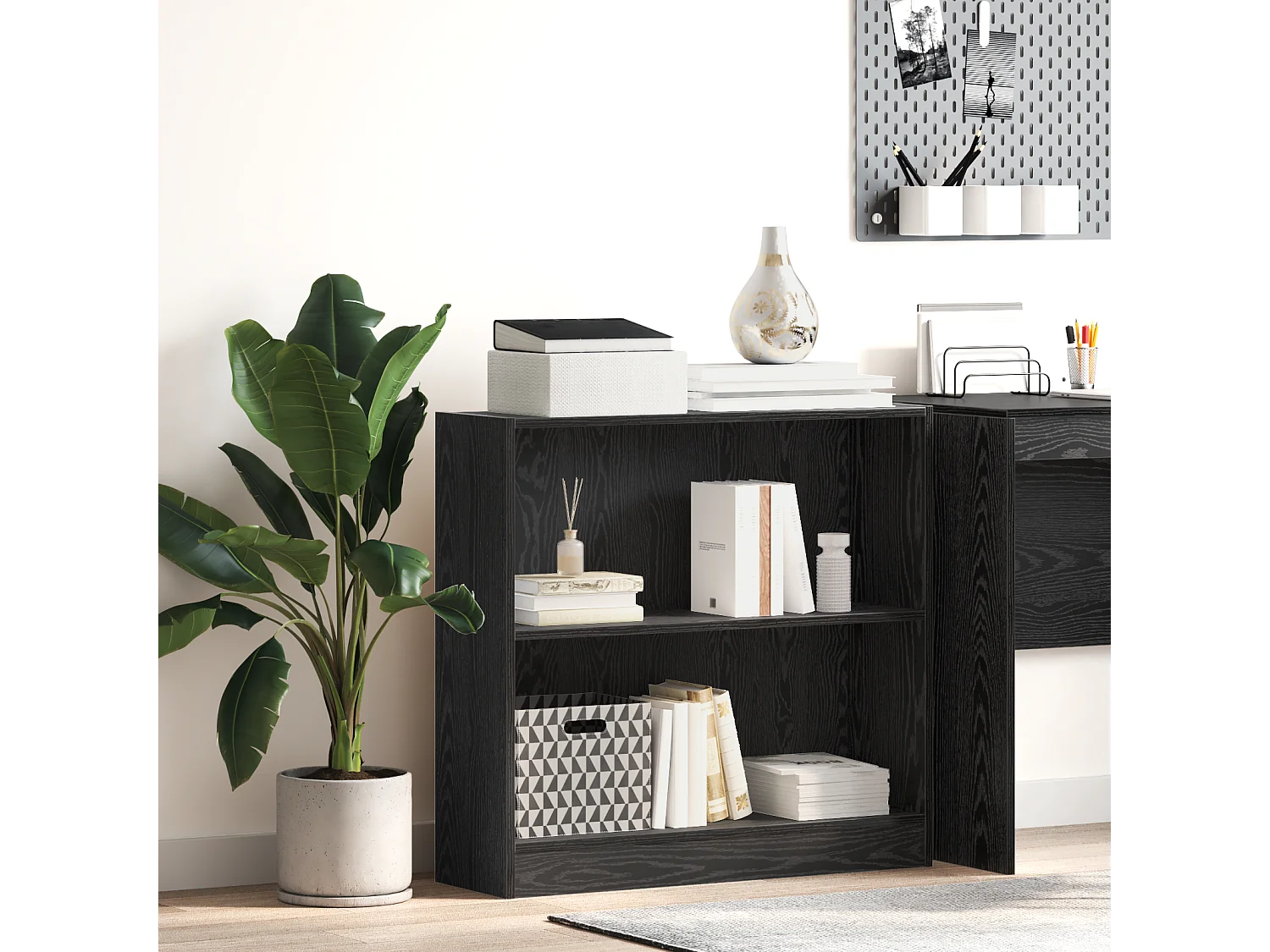 Bibliothèque | Etagère de rangement | Meuble de rangement Chêne noir 80 x 24 x 109 cm Panneau de particules